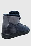 Leather and wool sneakers blue for men Doucal`s - contrasting sole, contrasting fabric inserts. fur lining. 50% genuine leather, 50% wool. lacing. height 2cm. Country of manufacture: Italy. Care: specialized cleaning - photo 4