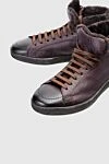 Doucal`s Brown leather sneakers for men - fur lining. 100% genuine leather. lacing. height 2cm. Country of manufacture: Italy. Care: specialized cleaning - photo 5