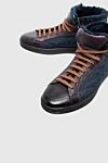 Doucal`s Brown leather and wool sneakers for men - contrasting sole, contrasting fabric inserts. fur lining. 50% genuine leather, 50% wool. lacing. height 2cm. Country of manufacture: Italy. Care: specialized cleaning - photo 5