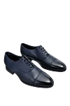 Doucal`s Blue leather men's shoes - Textured leather. 100% leather. Lace-up. Interior trim: 100% fur. Insole: Leather. Heel height: 2cm. Outsole: Other materials. Country of manufacture: Italy. Care: specialized cleaning - photo 3