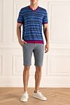 Blue Summer Men's Shorts Made of Thin Cotton Zilli - 98% cotton, 2% elastane. zipper, button. three side pockets, two back pockets. Country of origin: France. Care: specialized cleaning - photo 2