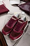 Burgundy leather sneakers for men Brunello Cucinelli - contrast heel, contrast sole. 100% genuine leather. lacing. sole height 2cm. Country of origin: Italy. Care: specialized cleaning - photo 8