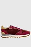 Brunello Cucinelli Burgundy leather sneakers for men - contrast heel, contrast sole. 100% genuine leather. lacing. sole height 2cm. Country of origin: Italy. Care: specialized cleaning - photo 1