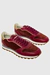 Brunello Cucinelli Burgundy leather sneakers for men - contrast heel, contrast sole. 100% genuine leather. lacing. sole height 2cm. Country of origin: Italy. Care: specialized cleaning - photo 3