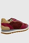 Burgundy leather sneakers for men Brunello Cucinelli - contrast heel, contrast sole. 100% genuine leather. lacing. sole height 2cm. Country of origin: Italy. Care: specialized cleaning - photo 4