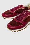 Brunello Cucinelli Burgundy leather sneakers for men - contrast heel, contrast sole. 100% genuine leather. lacing. sole height 2cm. Country of origin: Italy. Care: specialized cleaning - photo 5