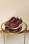 Burgundy leather sneakers for men Brunello Cucinelli - contrast heel, contrast sole. 100% genuine leather. lacing. sole height 2cm. Country of origin: Italy. Care: specialized cleaning - photo 6