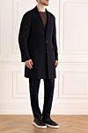 Пальто из кашемира синее мужское Brunello Cucinelli - Узор клетка. 100% кашемир. Пуговицы. Два боковых кармана, два внутренних кармана. 100% шёлк. Страна производитель: Италия. Уход: специализированная чистка - фото 4