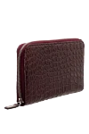 Men's clutch bag made of alligator skin burgundy Cesare di Napoli - Textured leather. 100% alligator skin. Closure: Zipper. Two compartments. Country of manufacture: Italy. Care: specialized cleaning - photo 2