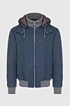 Barba Napoli Blue wool jacket for men - Contrast cuffs. Hood. 100% wool. Closure: Zipper. Two side pockets. Country of origin: Italy. Care: specialized cleaning - photo 1