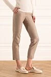 Peserico Beige trousers for women - two pockets. 79% cotton, 17% polyamide, 4% elastane. zipper, hooks. Country of manufacture: Italy. Care: specialized cleaning - photo 3