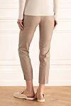 Beige trousers for women Peserico - two pockets. 79% cotton, 17% polyamide, 4% elastane. zipper, hooks. Country of manufacture: Italy. Care: specialized cleaning - photo 4