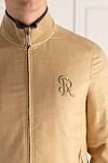 Куртка из шерсти, кашемира, шелка и льна бежевая мужская Stefano Ricci - Вышитая эмблема логотипа. 45% шерсть, 30% кашемир, 15% шёлк, 10% лён. Молния. Два боковых кармана. Страна производитель: Италия. Уход: специализированная чистка - фото 6