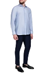 Blue cotton and silk shirt for men Stefano Ricci - 73% cotton, 23% silk. Closure: buttons. Country of origin: Italy. Care: specialized cleaning - photo 2