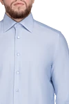 Stefano Ricci Blue cotton and silk shirt for men - 73% cotton, 23% silk. Closure: buttons. Country of origin: Italy. Care: specialized cleaning - photo 5