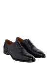 Pellettieri di Parma Men's black leather shoes - Textured leather inserts. 100% genuine leather, 100% crocodile skin. Fastener: Buckle. Interior finish: Leather. Insole: Leather. Heel height: 2 cm. Other materials. Country of manufacture: Italy. Care: specialized cleaning - photo 3