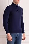 Dalmine Cotton long sleeve polo blue for men - Long sleeve. 100% cotton. Closure: Zipper. Country of manufacture: Italy. Care: specialized cleaning - photo 3