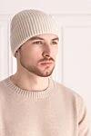 White cashmere hat for men Drumohr - 100% cashmere. Country of manufacture: Italy. Care: specialized cleaning - photo 2