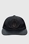 Billionaire Black leather cap for men - Logo embroidery. 100% leather. Country of manufacture: Italy. Care: specialized cleaning - photo 1