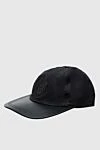 Billionaire Black leather cap for men - Logo embroidery. 100% leather. Country of manufacture: Italy. Care: specialized cleaning - photo 3