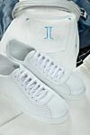 Doucal`s White leather sneakers for men - perforation. 100% genuine leather. lacing. height 2cm. Country of manufacture: Italy. Care: specialized cleaning - photo 7