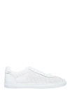 Doucal`s White leather sneakers for men - perforation. 100% genuine leather. lacing. height 2cm. Country of manufacture: Italy. Care: specialized cleaning - photo 1