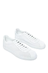 Doucal`s White leather sneakers for men - perforation. 100% genuine leather. lacing. height 2cm. Country of manufacture: Italy. Care: specialized cleaning - photo 3