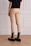 Beige leather trousers for women DROMe - Decoration: contrasting elastic belt. 100% leather. elastic belt. Country of manufacture: Italy. Care: specialized cleaning - photo 4