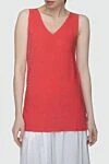 D.Exterior Red viscose and polyamide jumper for women - V-neck, sleeveless. 72% viscose, 28% polyamide. Country of manufacture: Italy. Care: specialized cleaning - photo 3