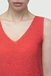 D.Exterior Red viscose and polyamide jumper for women - V-neck, sleeveless. 72% viscose, 28% polyamide. Country of manufacture: Italy. Care: specialized cleaning - photo 5