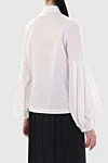 White cotton and polyamide shirt for women D.Exterior - figured bottom. cotton, polyamide, elastane. buttons. Country of manufacture: Italy. Care: specialized cleaning - photo 4