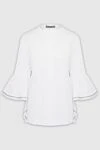 D.Exterior White cotton and polyester shirt for women - voluminous sleeves. cotton, polyester. buttons. Country of manufacture: Italy. Care: specialized cleaning - photo 1