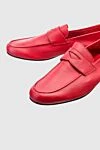 Andrea Ventura Red leather loafers for men - contrast sole. 100% leather. Sole Height: Heel Height 2cm. Country of manufacture: Italy. Care: specialized cleaning - photo 5