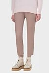 Peserico Brown cotton trousers for women - two pockets. 98% cotton, 2% elastane. zipper, hooks. Country of manufacture: Italy. Care: specialized cleaning - photo 3