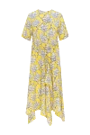 Valentino Yellow silk dress for women - zipper. floral pattern. 100% silk. Country of origin: Italy. Care: specialized cleaning - photo 1