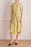Yellow silk dress for women Valentino - zipper. floral pattern. 100% silk. Country of origin: Italy. Care: specialized cleaning - photo 2