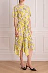 Valentino Yellow silk dress for women - zipper. floral pattern. 100% silk. Country of origin: Italy. Care: specialized cleaning - photo 3
