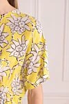 Valentino Yellow silk dress for women - zipper. floral pattern. 100% silk. Country of origin: Italy. Care: specialized cleaning - photo 5