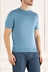 Cesare di Napoli Blue short sleeve silk jumper for men - Short sleeve. 100% silk. Country of manufacture: Italy. Care: specialized cleaning - photo 3