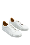 Magnanni White leather sneakers for men - perforation. 100% genuine leather. lacing. height 2 cm. Country of origin: Spain. Care: specialized cleaning - photo 3