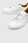 Magnanni White leather sneakers for men - perforation. 100% genuine leather. lacing. height 2 cm. Country of origin: Spain. Care: specialized cleaning - photo 5