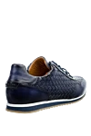 Blue leather sneakers for men Magnanni - contrasting sole, textured leather weaving. 100% genuine leather. lacing. height 2 cm. Country of origin: Spain. Care: specialized cleaning - photo 4