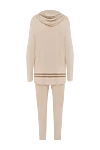 Panicale Beige women's walking suit made of viscose and elastane - contrasting stripes. 96% viscose, 4% elastane. zipper, drawstring. two side pockets, two trouser pockets. Hood: yes. Country of manufacture: Italy. Care: specialized cleaning - photo 5