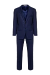 Corneliani Костюм синий из шерстяной ткани с микроструктурой мужской - Шлица. 100% шерсть. Пуговицы, крючок. Нагрудный карман, два кармана с клапанами. Карманы (внутренние): Три кармана. Два боковых кармана, два кармана сзади на пуговицах. 100% купро. Страна производитель: Италия. Уход: специализированная чистка - фото 1