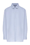 Zilli Blue cotton shirt for men - small check pattern. 100% cotton. Closure: buttons. Country of manufacture: Italy. Care: specialized cleaning - photo 1