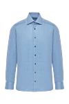 Zilli Blue cotton shirt for men - melange. 100% cotton. Closure: buttons. Country of manufacture: Italy. Care: specialized cleaning - photo 1