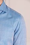 Zilli Blue cotton shirt for men - melange. 100% cotton. Closure: buttons. Country of manufacture: Italy. Care: specialized cleaning - photo 5