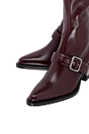 Chloe Burgundy leather boots for women - buckle. leather. Heel height: 8 cm. Country of manufacture: Italy. Care: specialized cleaning - photo 5