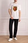 White cotton T-shirt for men Dolce & Gabbana - logo embossing, heart pattern. 100% cotton. Country of manufacture: Italy. Care: specialized cleaning - photo 2