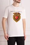 Dolce & Gabbana White cotton T-shirt for men - logo embossing, heart pattern. 100% cotton. Country of manufacture: Italy. Care: specialized cleaning - photo 3